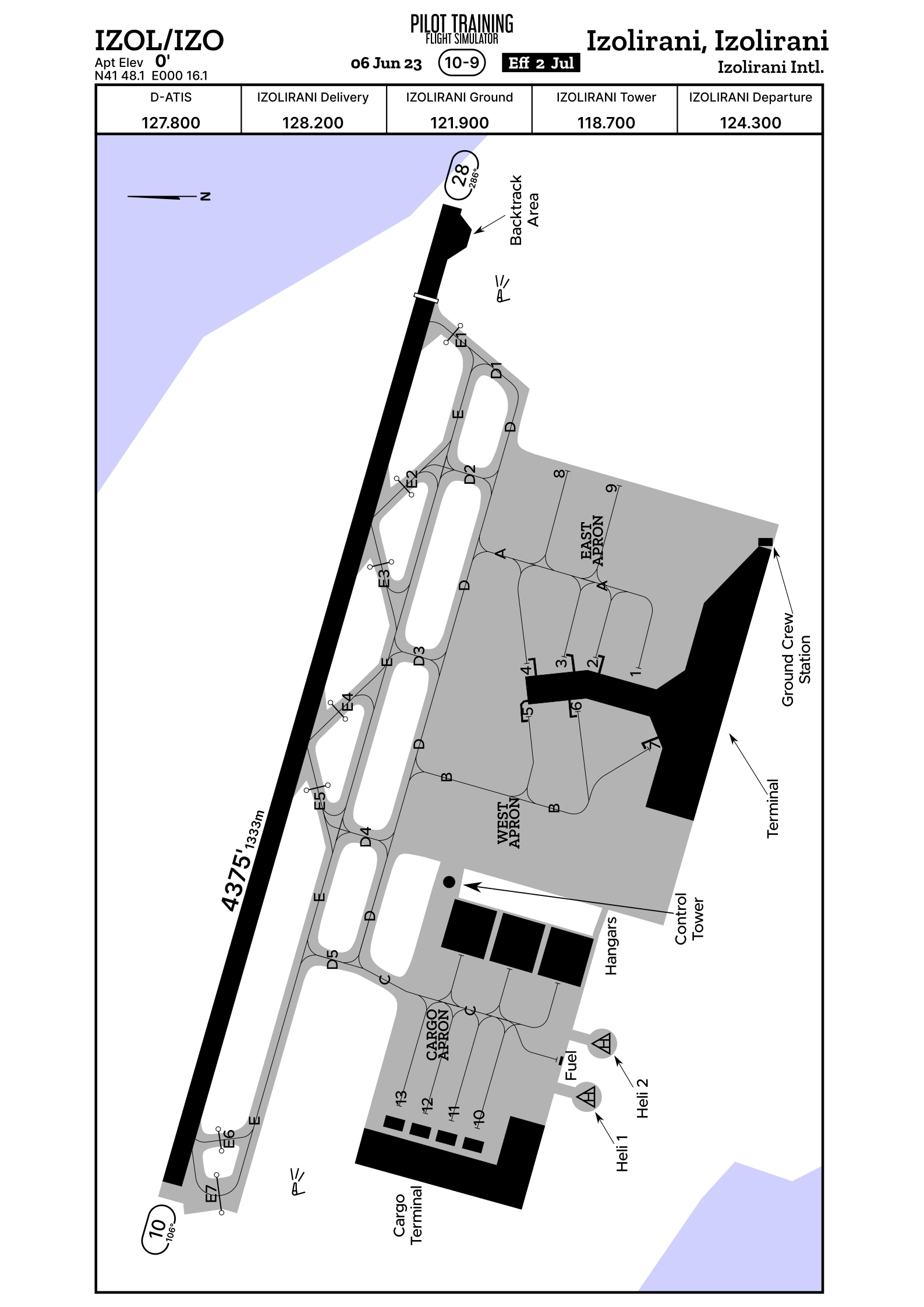 Airport ground chart for the airport IZOL